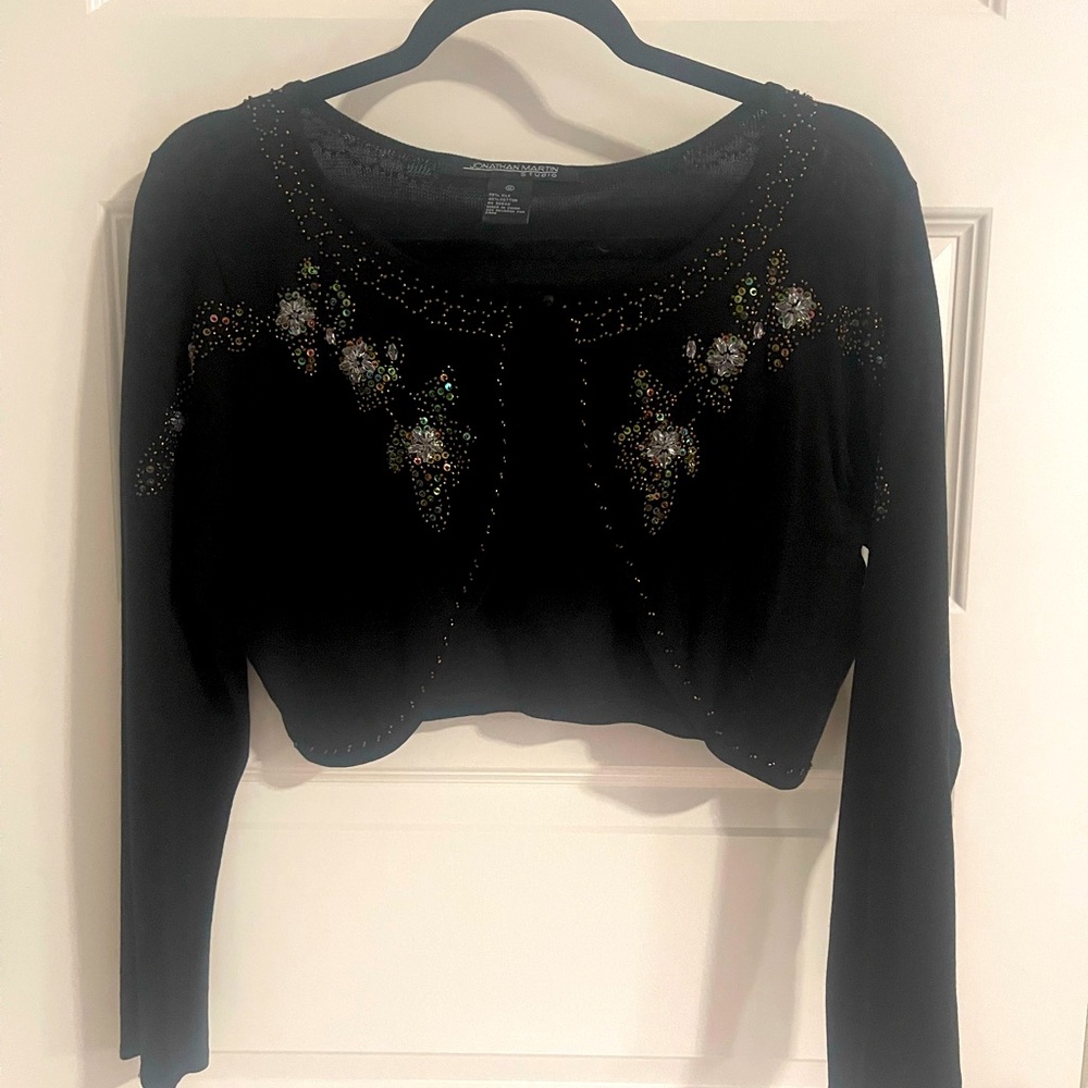 Holiday wear!  Beautiful  Bolero style sweater. The embellishments are gorgeous!